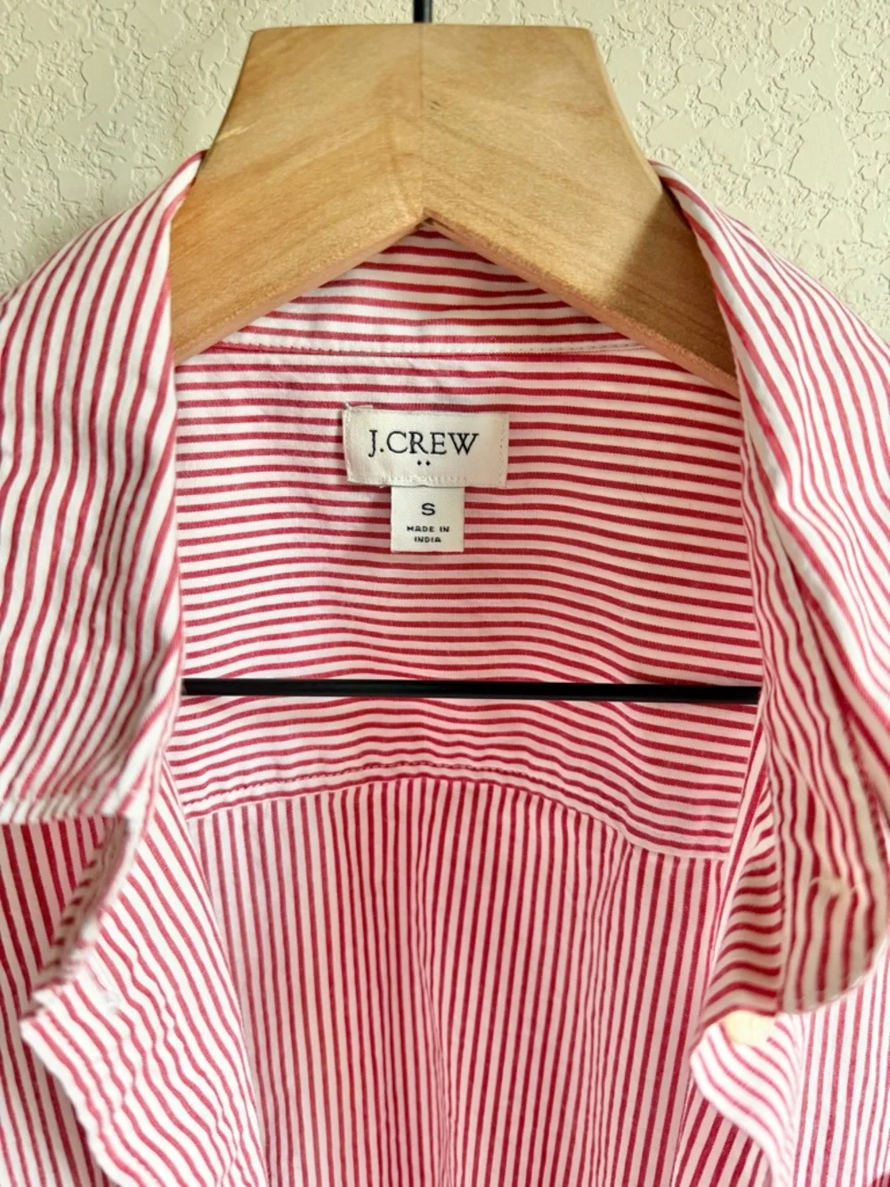 J. Crew Red & White Striped Button-Down Shirt
